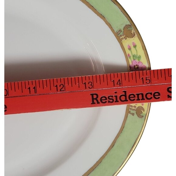 ZS Co Bavaria Large Oval Platter Gold Trim Hand Painted Green Pink Yellow Floral - Picture 11 of 14